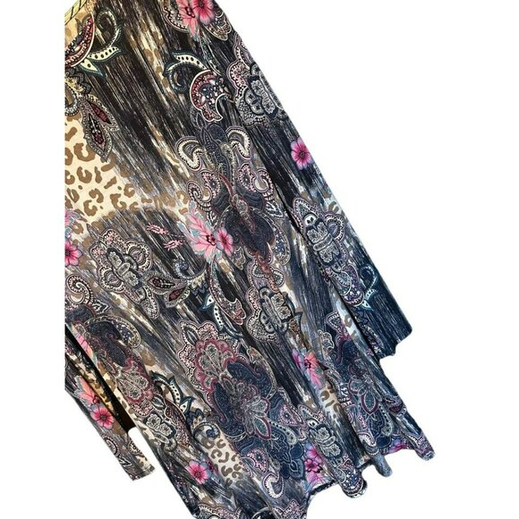 Honey Me Ladies Long Sleeve Purple Cheetah Pattern Scoop Neck Dress SZ Small - Picture 6 of 7